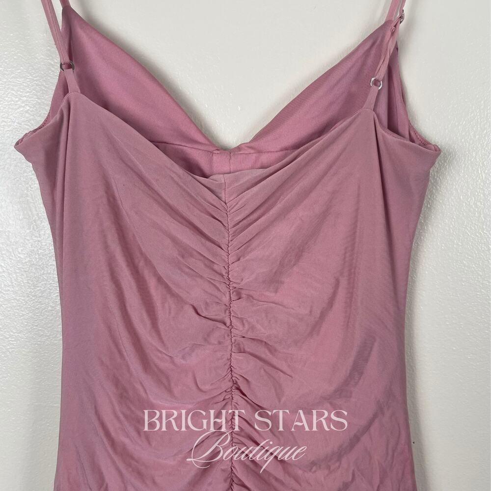 Rare Pink Ruched Mini Dress ASO Marissa Cooper The OC Ruffle Y2K Tiered Vintage - Picture 5 of 6